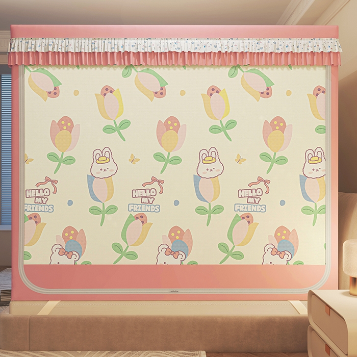 91家纺网 家纺一手货源 找家纺 迪凡保罗蚊帐 2025新款2501专版印花遮光帘防摔坐床蚊帐 朵朵香