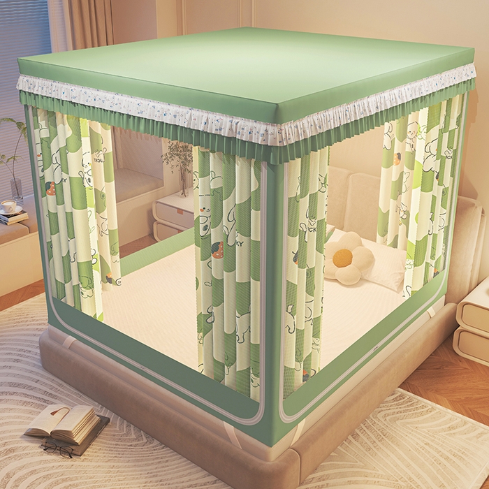 91家纺网 家纺一手货源 找家纺 迪凡保罗蚊帐 2025新款2501专版印花遮光帘防摔坐床蚊帐 欢乐小狗