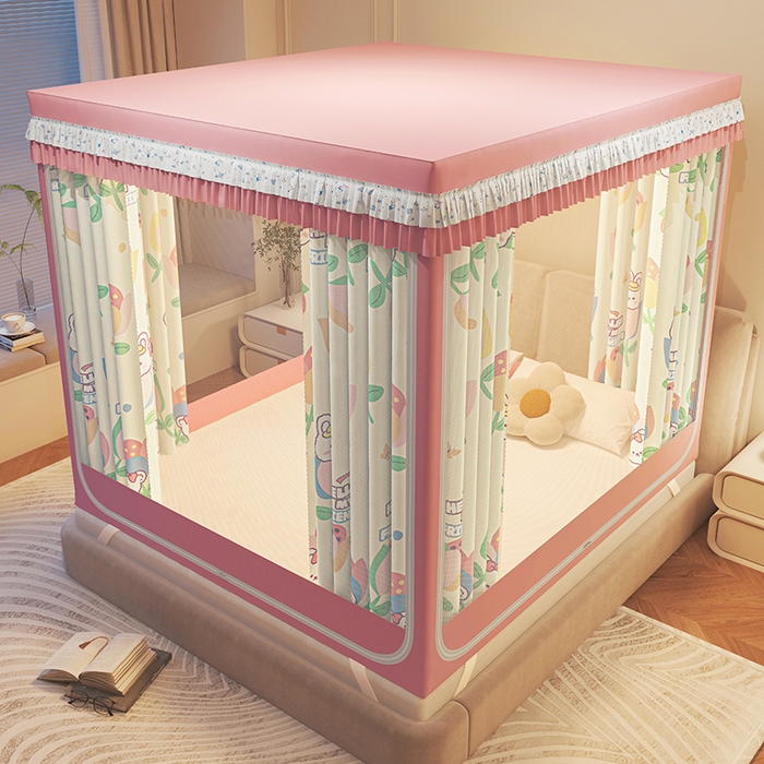 91家纺网 家纺一手货源 找家纺 迪凡保罗蚊帐 2025新款2501专版印花遮光帘防摔坐床蚊帐 朵朵香