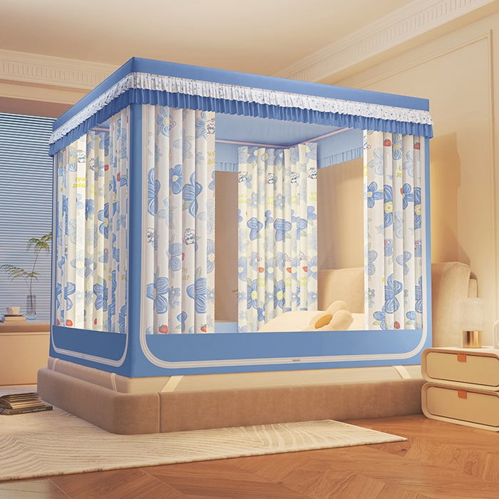 91家纺网 家纺一手货源 找家纺 迪凡保罗蚊帐 2025新款2501专版印花遮光帘防摔坐床蚊帐 樱花漫天