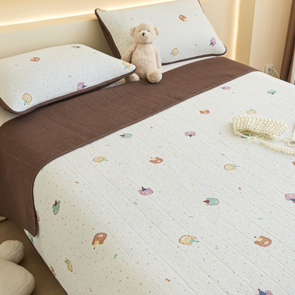 柠馨 2024新款全棉床盖三件套 小熊派对