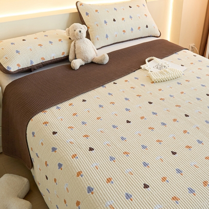 柠馨 2024新款全棉床盖三件套 蘑菇