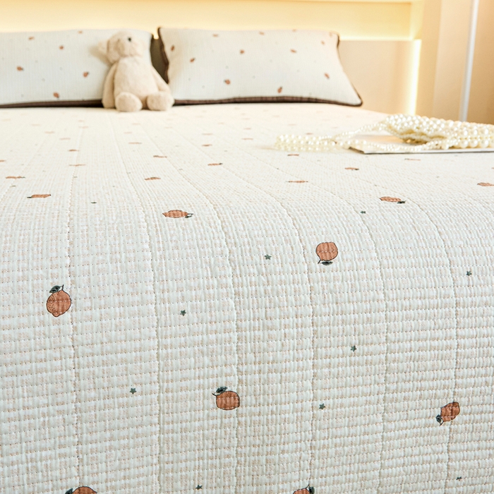 91家纺网 家纺一手货源 找家纺 柠馨 2024新款全棉床盖三件套 小柠檬