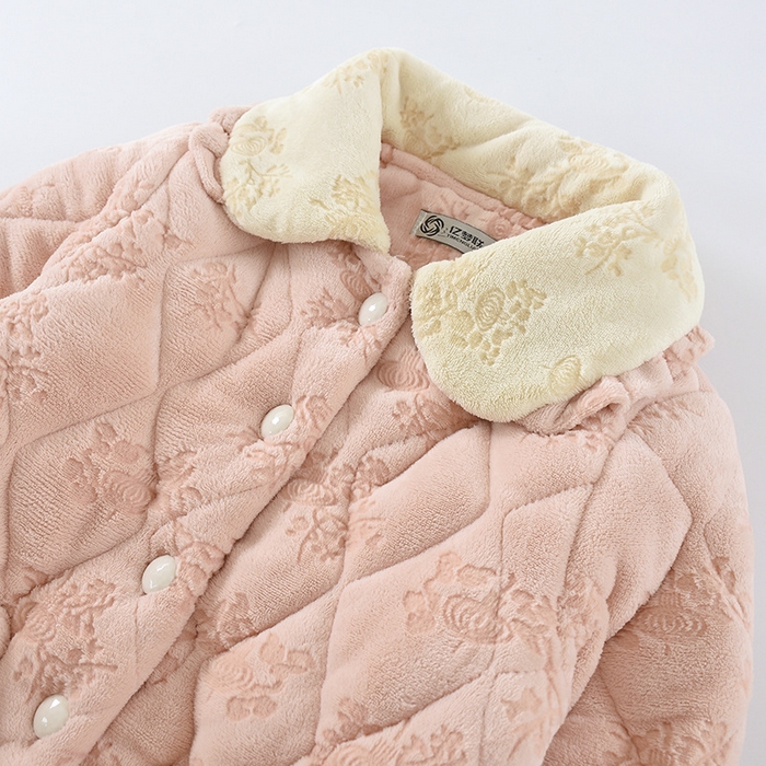 91家纺网 家纺一手货源 找家纺 （总）睡衣女士珊瑚绒秋冬季三层夹棉妈妈款