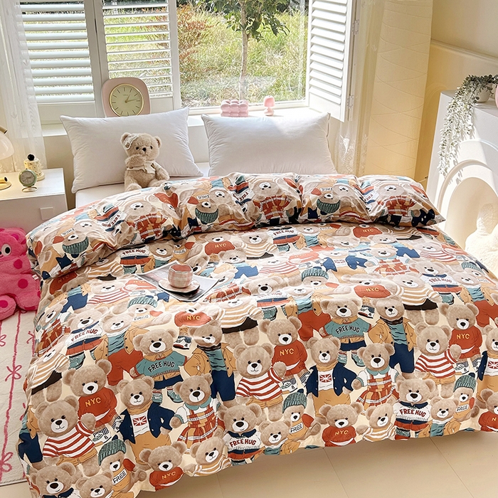 91家纺网 家纺一手货源 找家纺 2025新款印花可拆洗棉花被被子被芯 绅士小熊