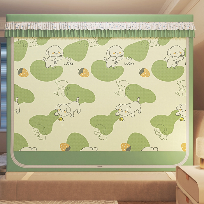 91家纺网 家纺一手货源 找家纺 迪凡保罗蚊帐 2025新款2501专版印花遮光帘防摔坐床蚊帐 欢乐小狗