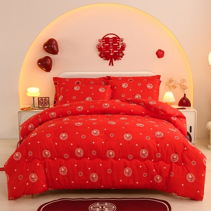 91家纺网 家纺一手货源 找家纺 （总）圣靓家纺 2025新款婚庆磨毛加厚亲肤保暖冬被