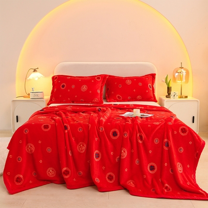 91家纺网 家纺一手货源 找家纺 （总）圣靓家纺  2025新款牛奶绒加宽包边多福毛毯