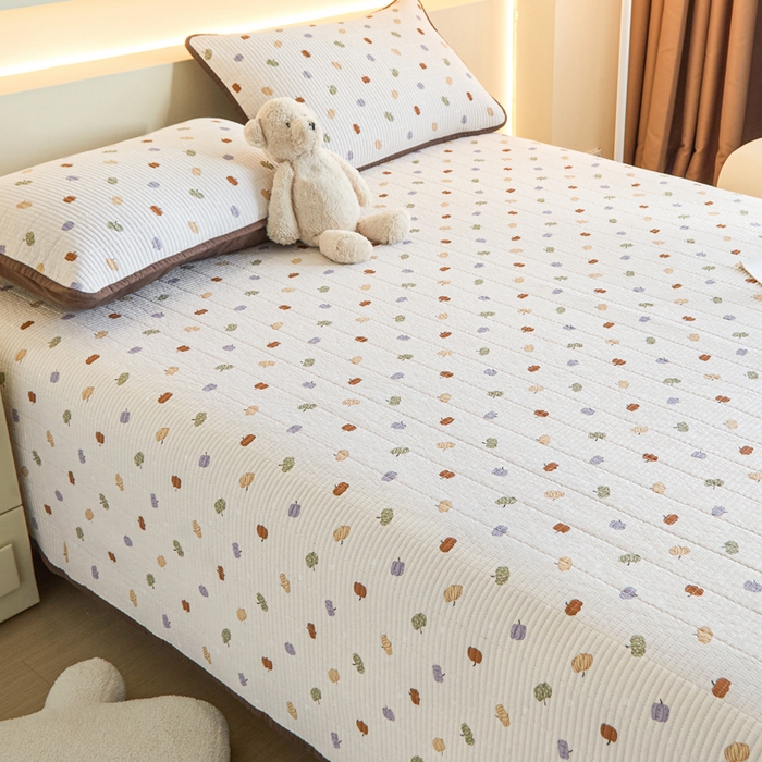 91家纺网 家纺一手货源 找家纺 柠馨 2024新款全棉床盖三件套 五彩南瓜