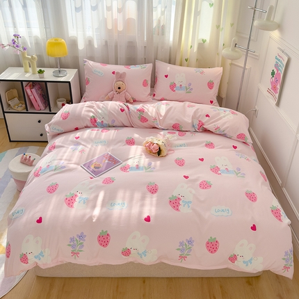 宏源家纺 2024新款A类高克重超柔水洗云朵棉单被套 月兔星岛