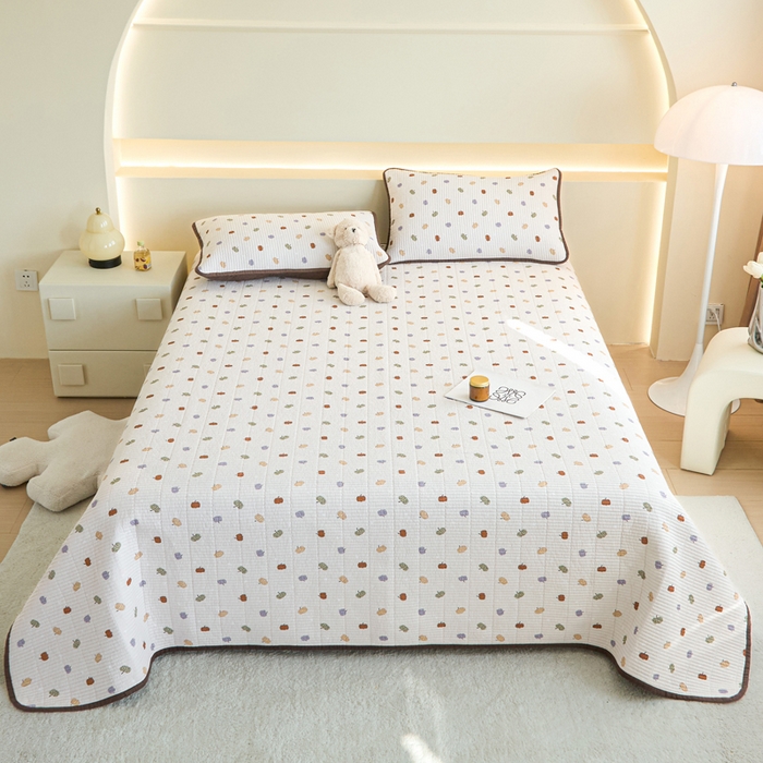 91家纺网 家纺一手货源 找家纺 柠馨 2024新款全棉床盖三件套 五彩南瓜