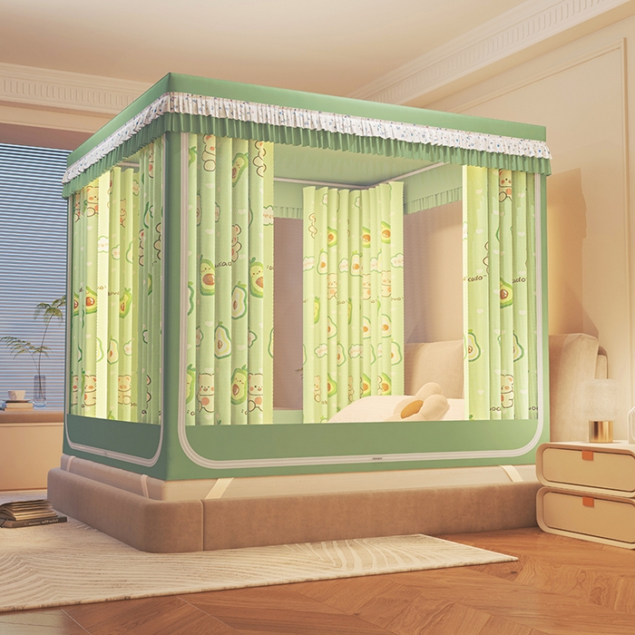 91家纺网 家纺一手货源 找家纺 迪凡保罗蚊帐 2025新款2501专版印花遮光帘防摔坐床蚊帐 开心果