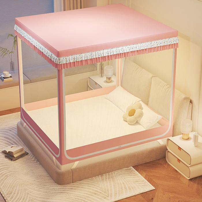 91家纺网 家纺一手货源 找家纺 迪凡保罗蚊帐 2025新款2501专版印花遮光帘防摔坐床蚊帐 朵朵香