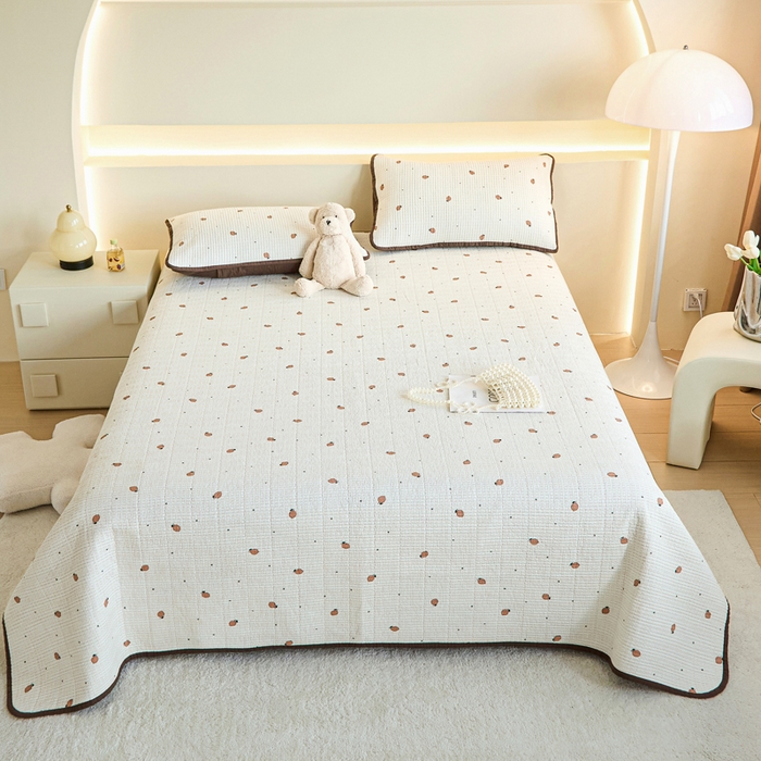 91家纺网 家纺一手货源 找家纺 柠馨 2024新款全棉床盖三件套 小柠檬