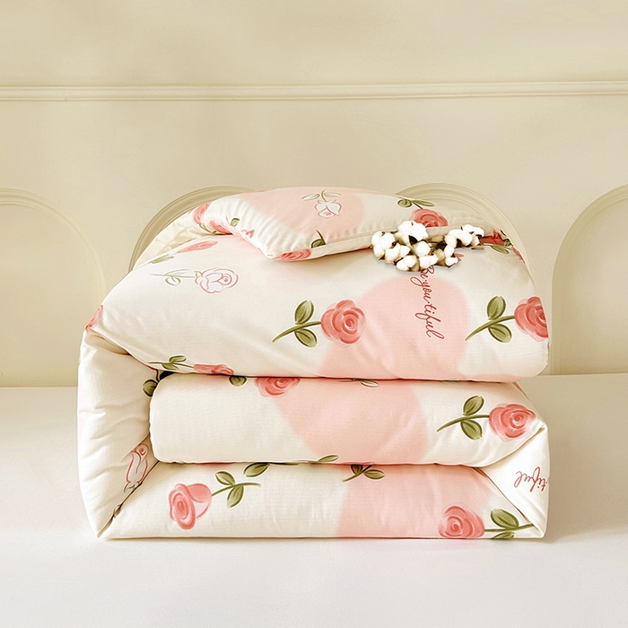 91家纺网 家纺一手货源 找家纺 2025新款印花可拆洗棉花被被子被芯 花语绮梦