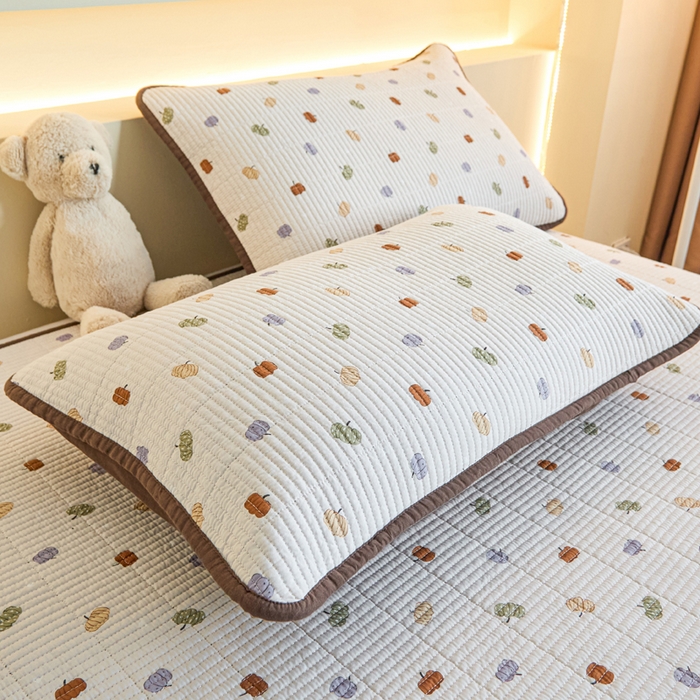 91家纺网 家纺一手货源 找家纺 柠馨 2024新款全棉床盖三件套 五彩南瓜