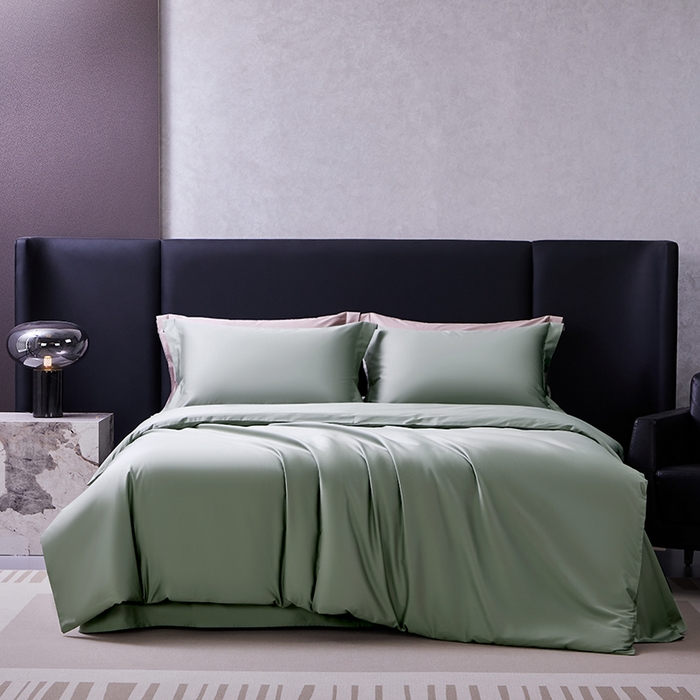 91家纺网 家纺一手货源 找家纺 轩和家居 2024新款70S长绒棉被套 迷雾绿