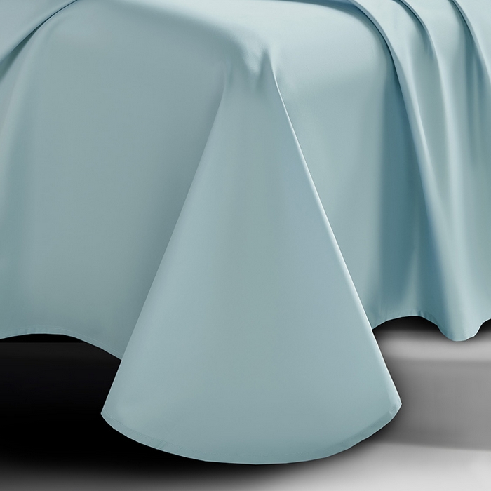 91家纺网 家纺一手货源 找家纺 轩和家居 2024新款70S长绒棉单床单 天青蓝