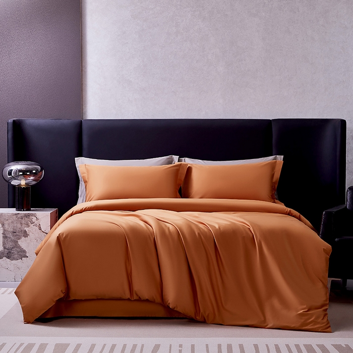 91家纺网 家纺一手货源 找家纺 轩和家居 2024新款70S长绒棉被套 玛仕橙