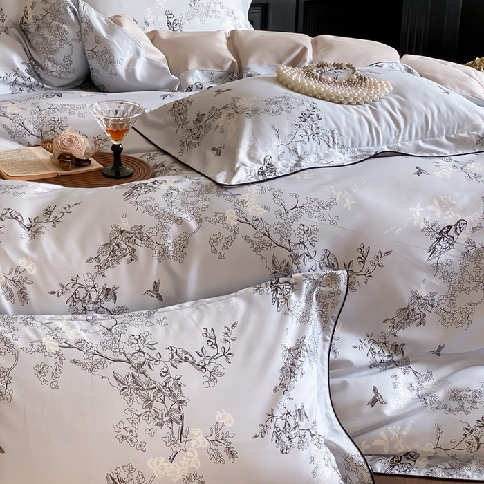 91家纺网 家纺一手货源 找家纺 赫帛 2024新款60s数码印花天丝棉磨毛四件套-栖息 栖息-蓝色