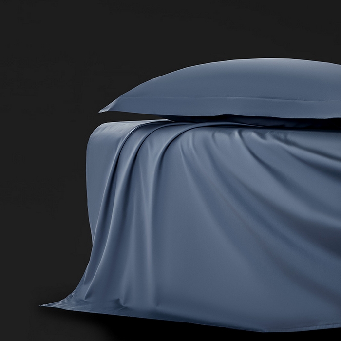 91家纺网 家纺一手货源 找家纺 轩和家居 2024新款70S长绒棉单床单 珐琅蓝