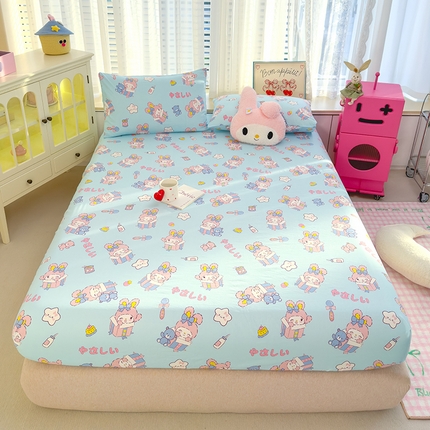 91家纺网 家纺一手货源 找家纺 宏源家纺 2024新款A类高克重超柔水洗云朵棉单床笠 小美的礼物