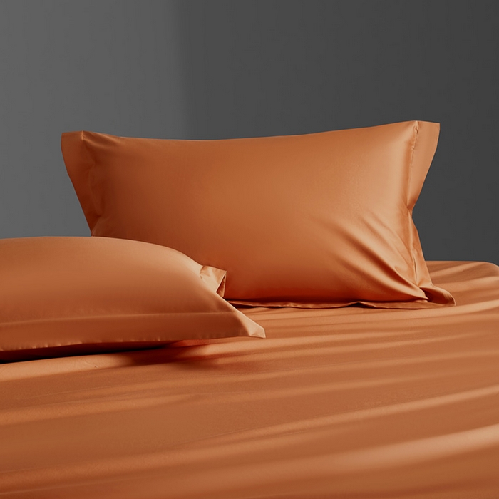 91家纺网 家纺一手货源 找家纺 轩和家居 2024新款70S长绒棉单枕套 玛仕橙