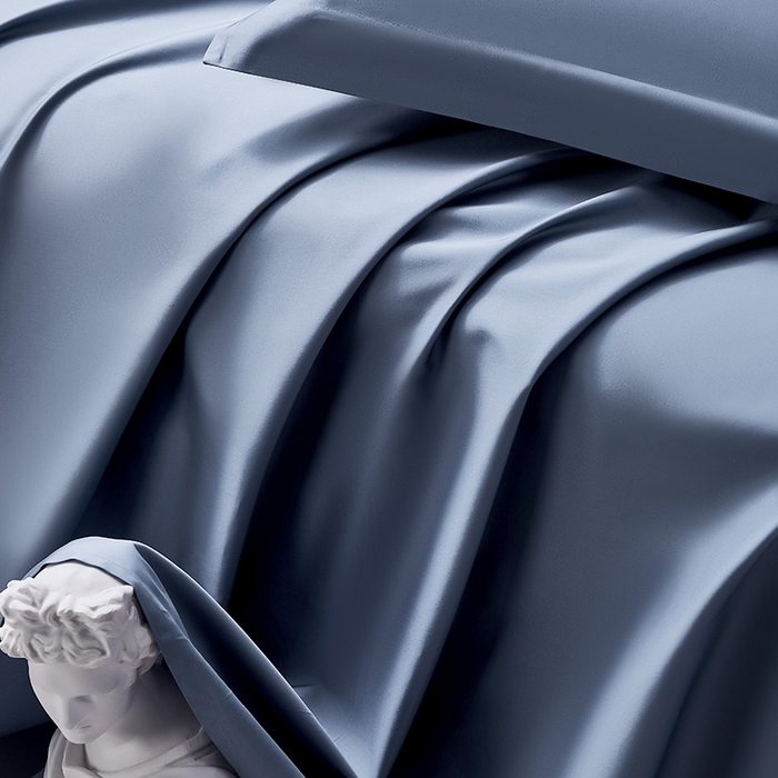 91家纺网 家纺一手货源 找家纺 轩和家居 2024新款70S长绒棉被套 珐琅蓝