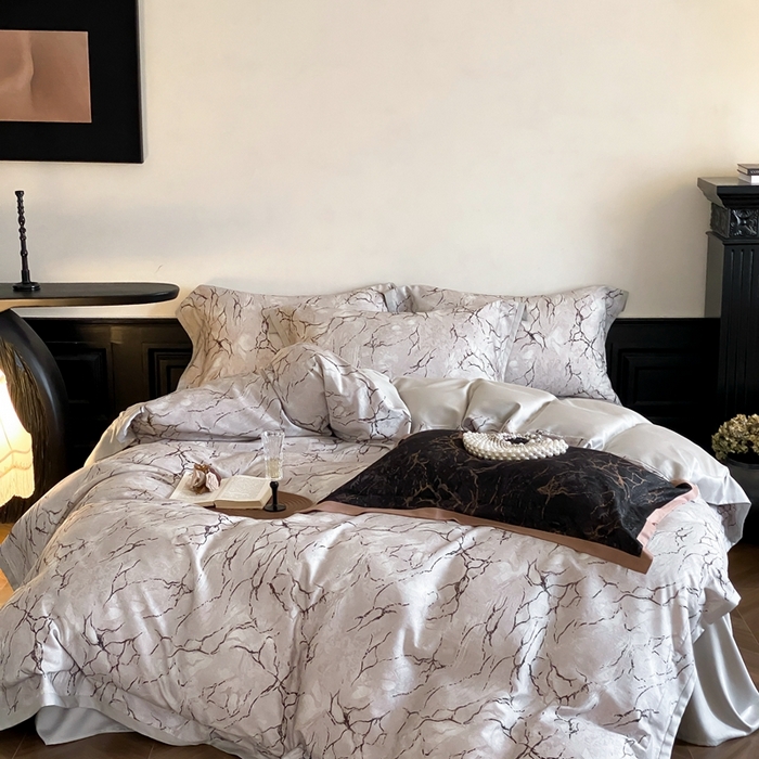 91家纺网 家纺一手货源 找家纺 赫帛 2024新款60s数码印花天丝棉磨毛四件套-卡布里 卡布里-爵士白