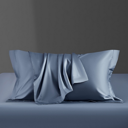 轩和家居 2024新款70S长绒棉单枕套 珐琅蓝