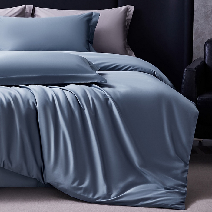 91家纺网 家纺一手货源 找家纺 轩和家居 2024新款70S长绒棉被套 珐琅蓝