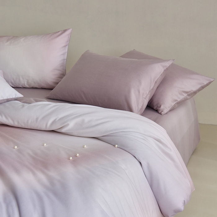 91家纺网 家纺一手货源 找家纺 赫帛 2024新款60s数码印花天丝棉磨毛四件套-极光 极光-粉紫色