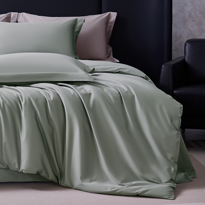 91家纺网 家纺一手货源 找家纺 轩和家居 2024新款70S长绒棉被套 迷雾绿