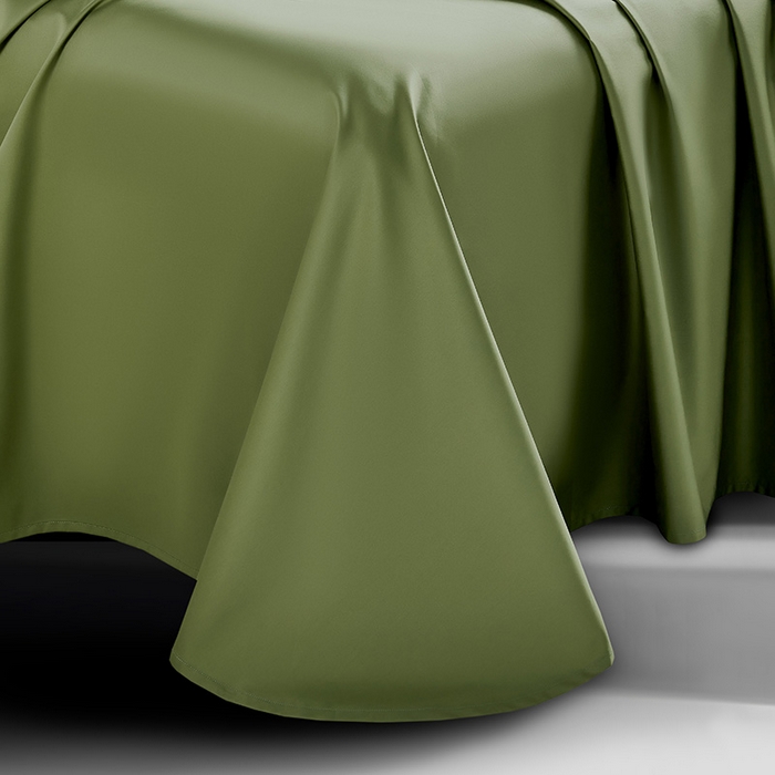 91家纺网 家纺一手货源 找家纺 轩和家居 2024新款70S长绒棉单床单 韶华绿