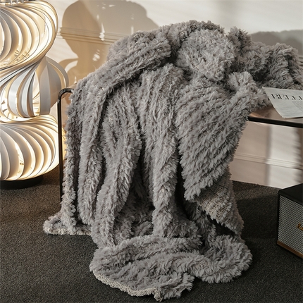 暖绵绵家纺 2025新款半边绒毛毯-罗西亚 罗西亚-灰色