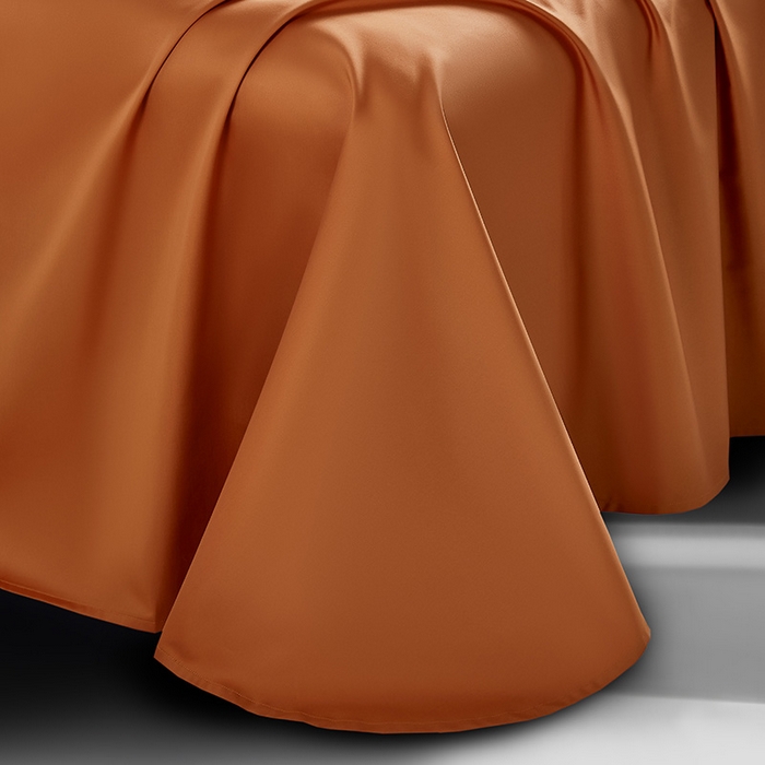 91家纺网 家纺一手货源 找家纺 轩和家居 2024新款70S长绒棉单床单 焦糖橙