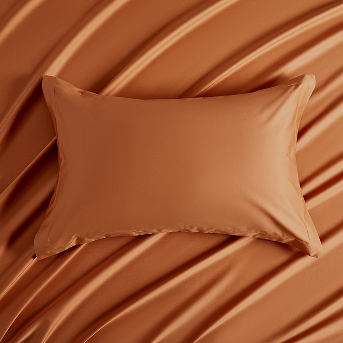 91家纺网 家纺一手货源 找家纺 轩和家居 2024新款70S长绒棉单枕套 玛仕橙