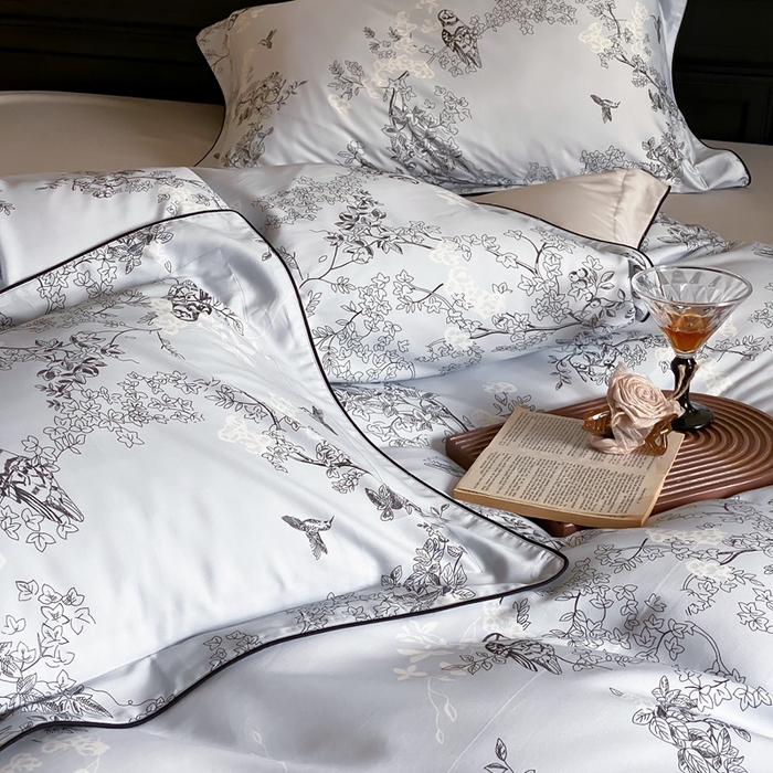 91家纺网 家纺一手货源 找家纺 赫帛 2024新款60s数码印花天丝棉磨毛四件套-栖息 栖息-蓝色