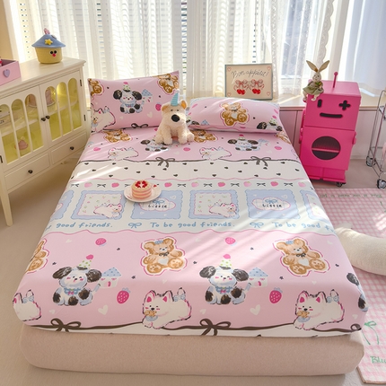 91家纺网 家纺一手货源 找家纺 宏源家纺 2024新款A类高克重超柔水洗云朵棉单床笠 周末聚会