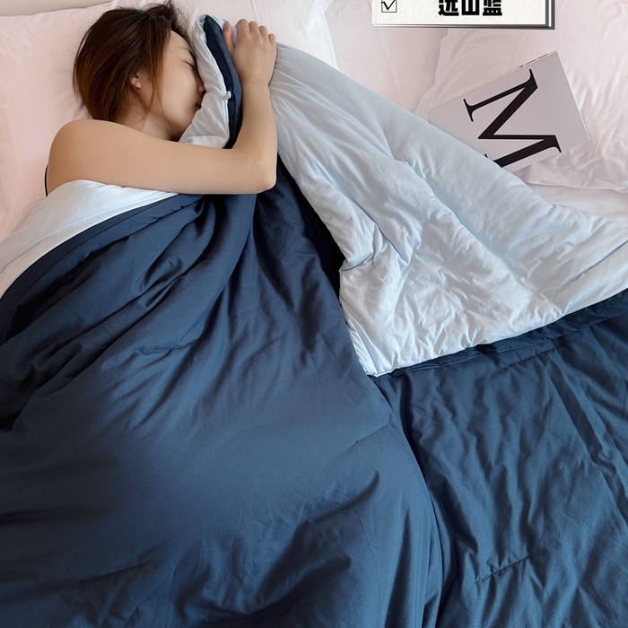 91家纺网 家纺一手货源 找家纺 兜米家居 2025新款深睡亚朵星球同款双层控温被被芯pro被春夏子母被芯 远山蓝