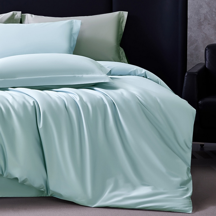 91家纺网 家纺一手货源 找家纺 轩和家居 2024新款70S长绒棉被套 天青蓝