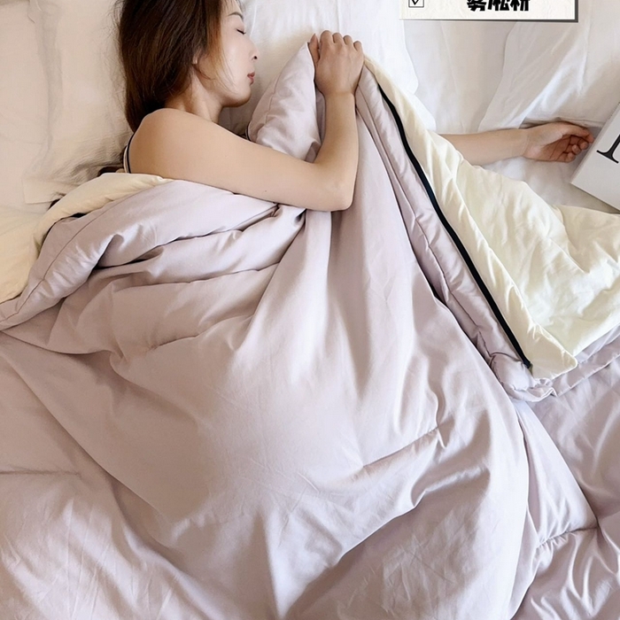 91家纺网 家纺一手货源 找家纺 兜米家居 2025新款深睡亚朵星球同款双层控温被被芯pro被春夏子母被芯 雾凇粉