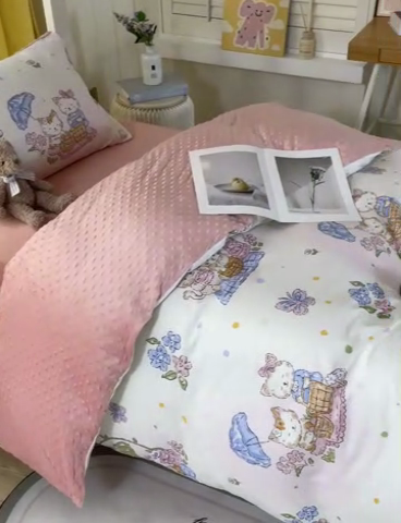 91家纺网 家纺一手货源 找家纺 金鑫汇家纺 2024新款棉加豆豆绒学生三件套 棉加豆豆绒-喵喵日记