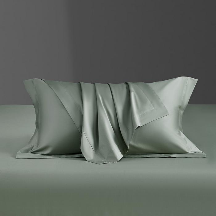 91家纺网 家纺一手货源 找家纺 轩和家居 2024新款70S长绒棉单枕套 迷雾绿