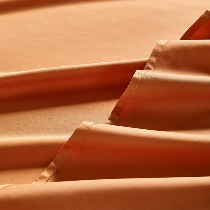 91家纺网 家纺一手货源 找家纺 轩和家居 2024新款70S长绒棉单床单 焦糖橙