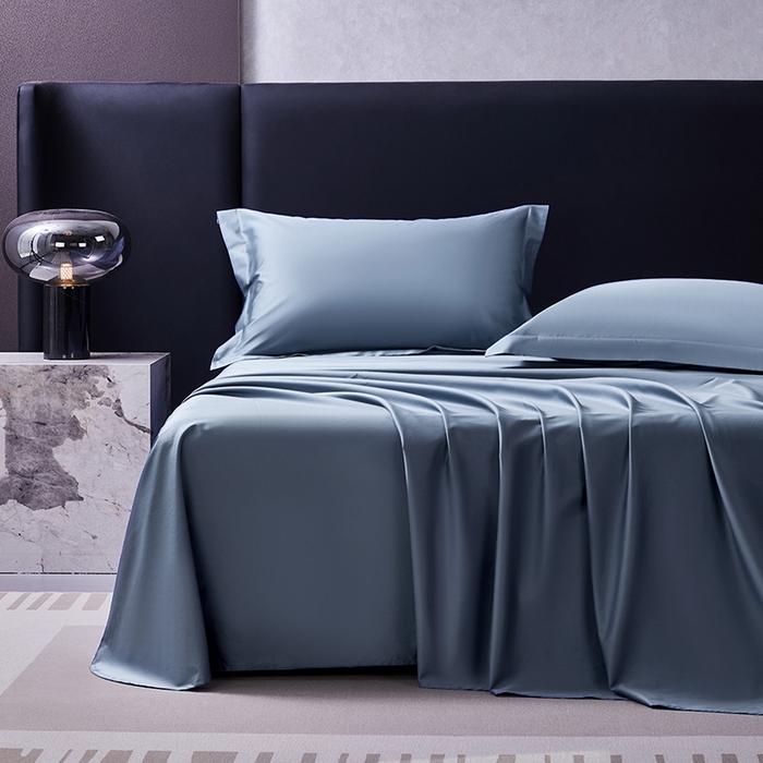 91家纺网 家纺一手货源 找家纺 轩和家居 2024新款70S长绒棉被套 珐琅蓝