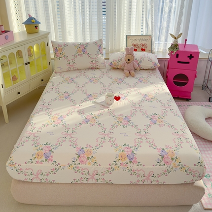 91家纺网 家纺一手货源 找家纺 宏源家纺 2024新款A类高克重超柔水洗云朵棉单床笠 悠颂