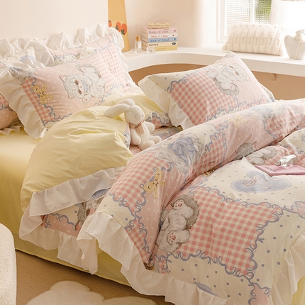 罗亿家纺 2025新款洛丽塔云朵棉花边四件套场景二（提供买家秀） 猫咪蛋糕
