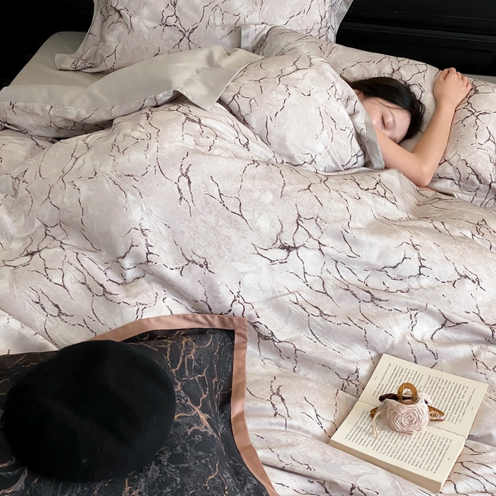 91家纺网 家纺一手货源 找家纺 赫帛 2024新款60s数码印花天丝棉磨毛四件套-卡布里 卡布里-爵士白