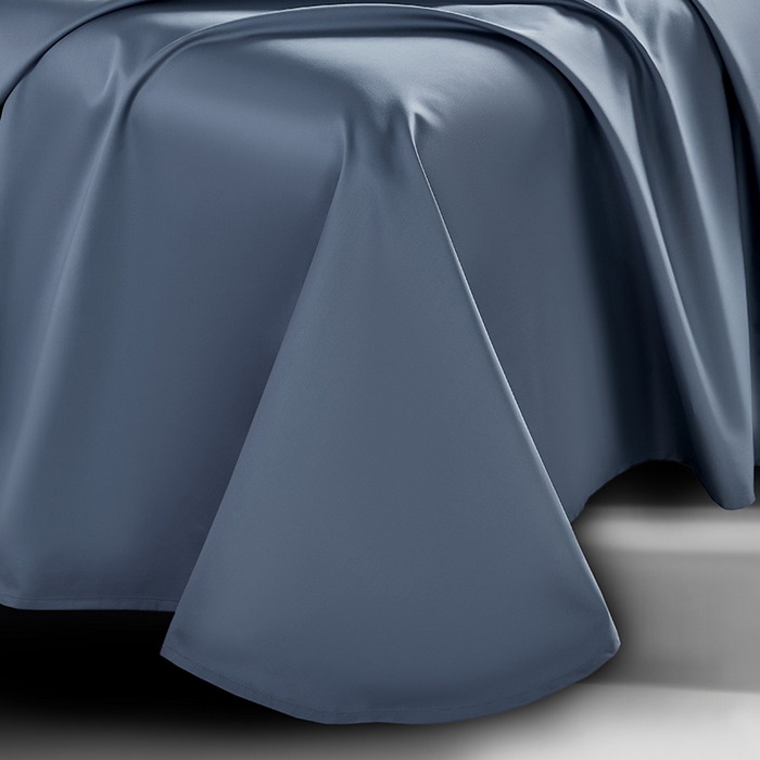 91家纺网 家纺一手货源 找家纺 轩和家居 2024新款70S长绒棉单床单 珐琅蓝